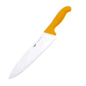 Нож поварской; сталь; длина=405/260, ширина=55 мм; желтый ,металлический