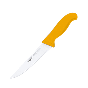 Нож кухонный универсальный; сталь, пластик; длина=295/160, ширина=27 мм; желтый ,металлический