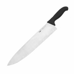 Нож поварской; сталь нержавеющая,пластик; длина=51/36, ширина=7 см.; металлический, цвет: черный