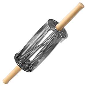 Скалка-нож для круассанов; сталь нержавеющая,пластик; диаметр=8, высота=11, длина=46/21, ширина=11 см.; бежевая,металлический