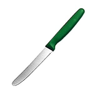 Нож поварской; сталь, пластик; длина=15 см.; зеленый,металлический