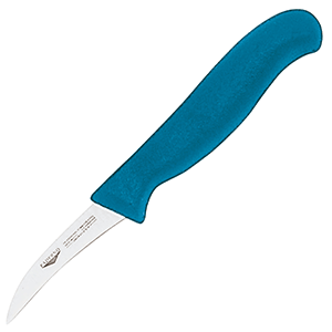 Нож для фигурной нарезки; синяя ручка; длина=7 см.