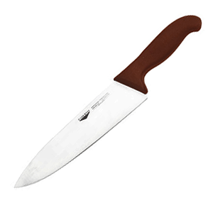 Нож поварской; пластик, сталь нержавеющая; длина=23, ширина=3 см.; коричневый
