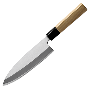 Нож для мяса «Деба»; сталь нержавеющая, дерево; длина=16.5 см.; металлический,бежевая