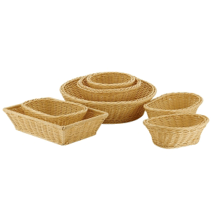 Корзина плетеная для хлеба; полиротанг; диаметр=40, высота=7 см.; бежевая