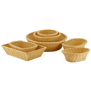 Корзина плетеная для хлеба; полиротанг; высота=8, длина=53, ширина=36.5 см.; бежевая