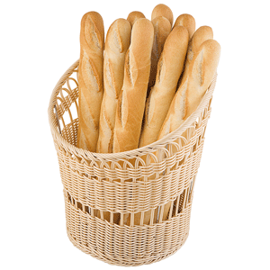 Корзина плетеная для хлеба; полиротанг; диаметр=35, высота=41.5, длина=32, ширина=34.6 см.; бежевая