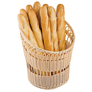 Корзина плетеная для хлеба; полиротанг; высота=6.5, длина=26.4, ширина=16.2 см.