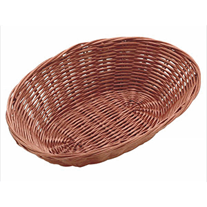 Корзина плетеная для хлеба овальная; полиротанг; H=6.5, L=23, B=15см; темно-коричневая