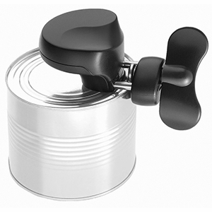 Открывалка для консервных банок; пластик, сталь нержавеющая; длина=14, ширина=8 см.; цвет: черный,металлический