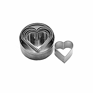 Набор кондитерских форм «Сердце» (6 штук); сталь нержавеющая; диаметр=95, высота=32 мм; металлический
