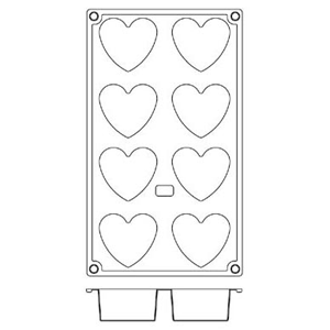 Форма кондитерская «Сердечки» 6.6*6 см.; материал: силикон; высота=3, длина=29.5, ширина=17.5 см.; кирпичн.
