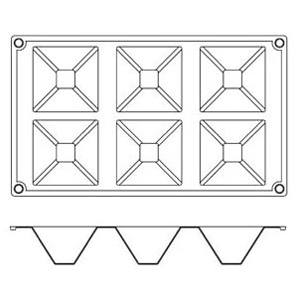 Форма кондитерская «Пирамида» 7.1*7.1 см.; материал: силикон; высота=3.5, длина=29.5, ширина=17.5 см.; кирпичн.