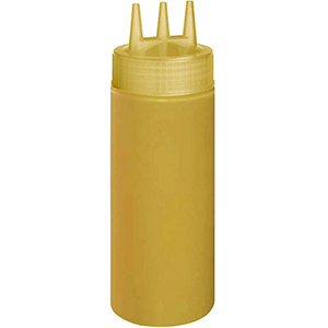 Емкость для соусов с тремя носиками; пластик; 350мл; D=7, H=20см; желтый