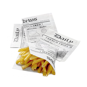Конус для картофеля фри черный о-белый (1000 штук); бумага; длина=13, ширина=13 см.