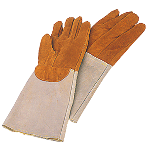 Перчатки для кондитера, укороченные t=300С (пара); кожа; длина=31, ширина=16 см.; серый, оранжевый цвет