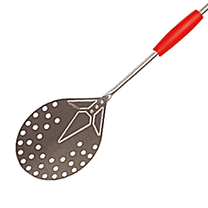 Лопата для пиццерии перфорированная; материал: алюминий; диаметр=20, длина=150 см.; металлический, красный