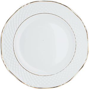 Тарелка мелкая «Афродита»; материал: фарфор; диаметр=24 см.; белый, цвет: золотой