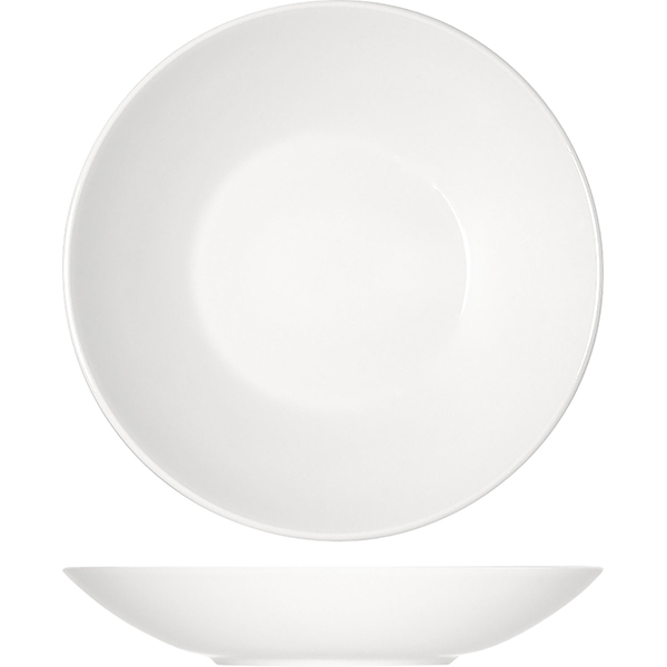 Тарелка глубокая «Опшенс»; материал: фарфор; высота=3.5, длина=25 см.; белый