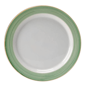 Тарелка мелкая «Рио Грин»; материал: фарфор; диаметр=23 см.; цвет: белый, зеленый