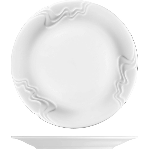 Тарелка мелкая «Мелодия»; материал: фарфор; диаметр=25, высота=2.5 см.; белый