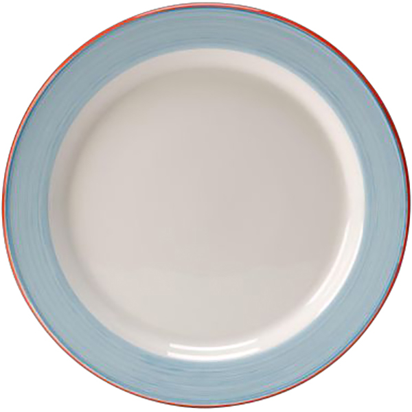 Тарелка мелкая «Рио Блю»; фарфор; D=25.5см; белый, синий