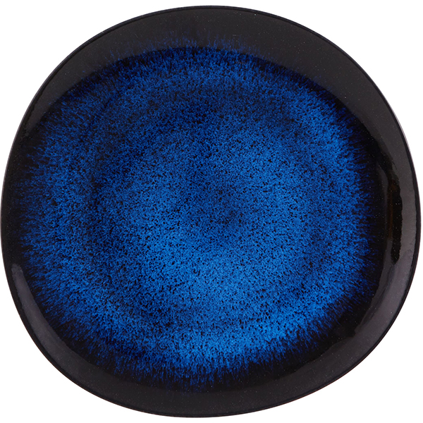 Тарелка; керамика; D=23см; синий,черный