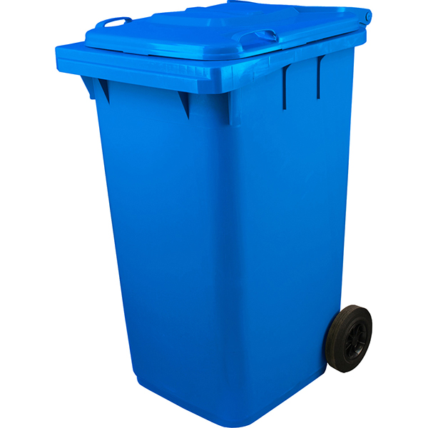 Контейнер для мусора на обрезиненных колесах; пластик; 240л; H=119,L=58,B=74см; синий