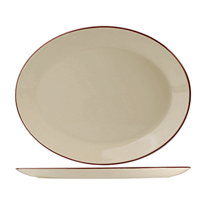 Блюдо овальное «Кларет»; материал: фарфор; высота=25, длина=390, ширина=310 мм; бежевая,бордо