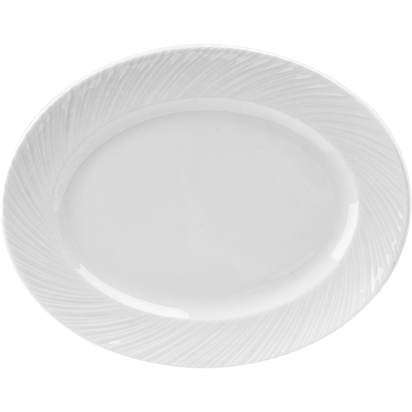 Блюдо овальное «Спайро»; материал: фарфор; высота=7, длина=200, ширина=160 мм; белый