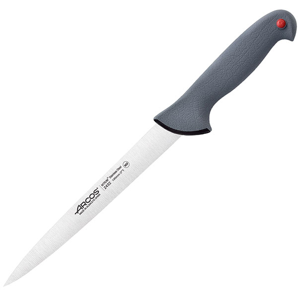 Нож д/филе «Колор проф»; сталь нержавейка,полипропилен; L=33/19см; серый