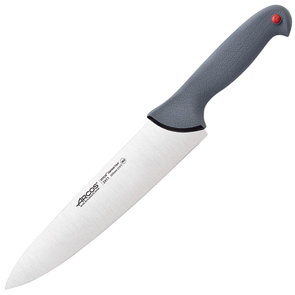Нож поварской «Колор проф»; сталь нержавейка,полипропилен; L=39/25см; серый