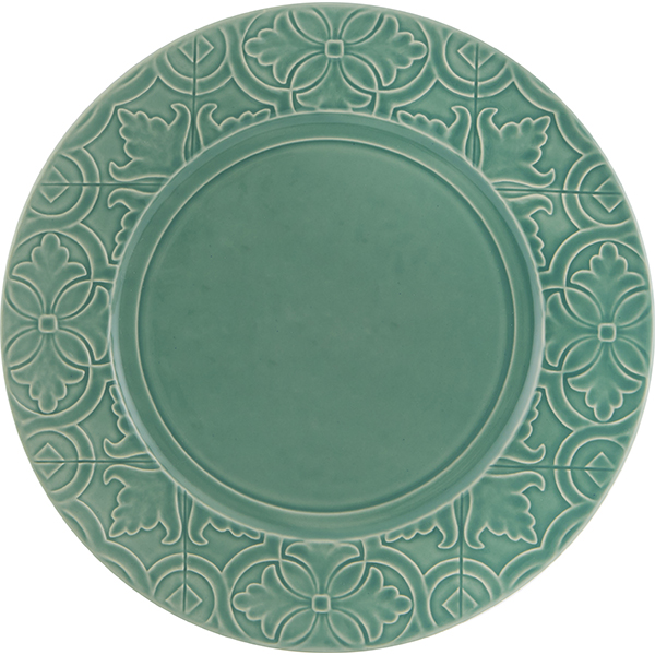 Тарелка мелкая; керамика; D=28см; зеленый 