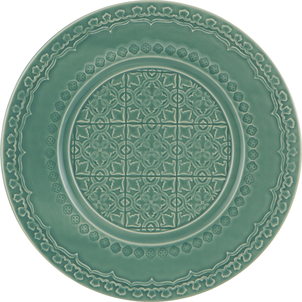 Тарелка для десерта; керамика; D=21.5см; зеленый