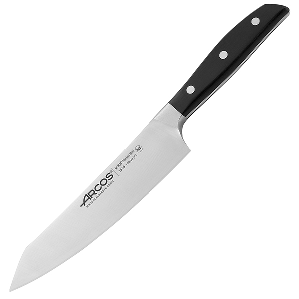 Нож поварской «Манхэттен»; сталь нержавейка,полиоксиметилен; ,L=19см; металлический ,черный