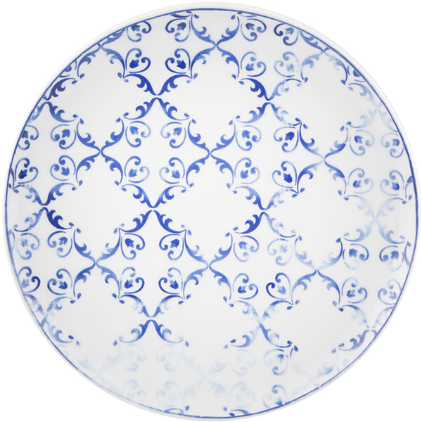Тарелка д/десерта; фарфор; D=22см; белый,синий
