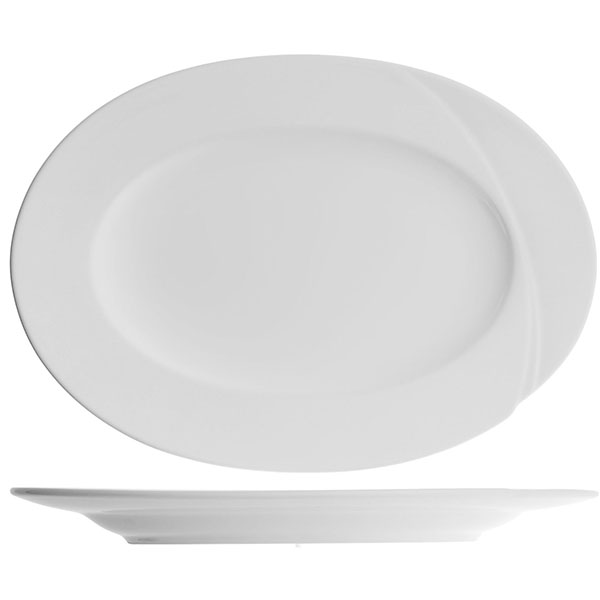 Блюдо овальное «Атлантис»; материал: фарфор; высота=3, длина=33, ширина=23 см.; белый
