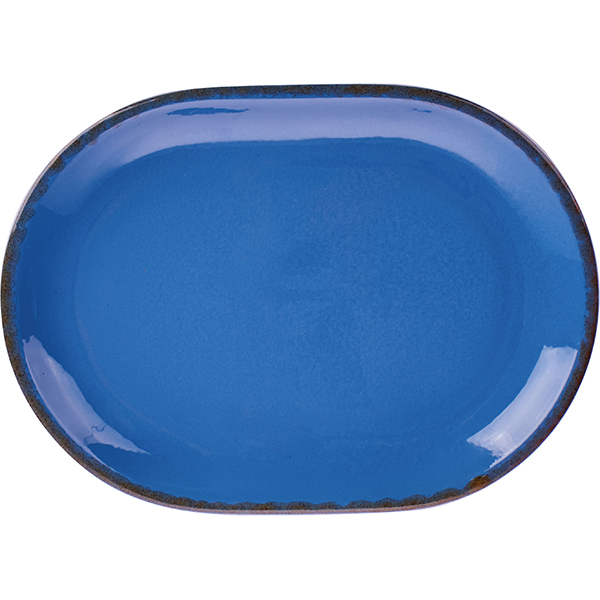 Блюдо овальное «Синий крафт»; керамика; L=31/22см; голубой