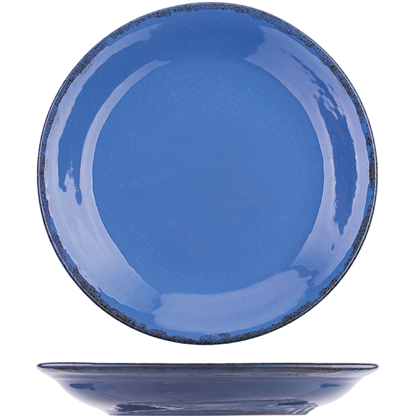 Блюдце «Синий крафт»; керамика; D=15.5см; голубой