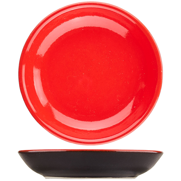 Тарелка без полей «Кармин»;  керамика;  D=10см;  красный,черный