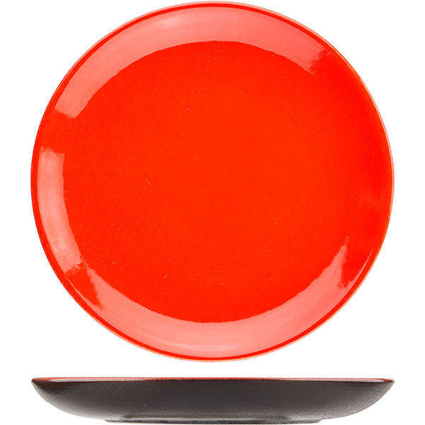 Тарелка плоская без полей «Кармин»;  керамика;  D=21см;  красный,черный