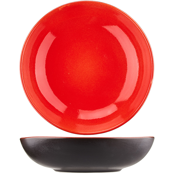 Тарелка глубокая (Шала) «Кармин»;  керамика;  D=27см;  красный,черный