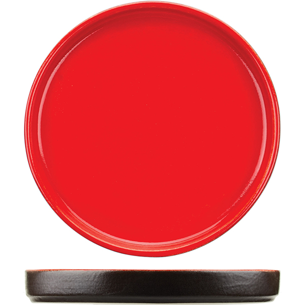 Тарелка с бортом «Кармин»;  керамика;  D=200,H=25мм;  красный,черный