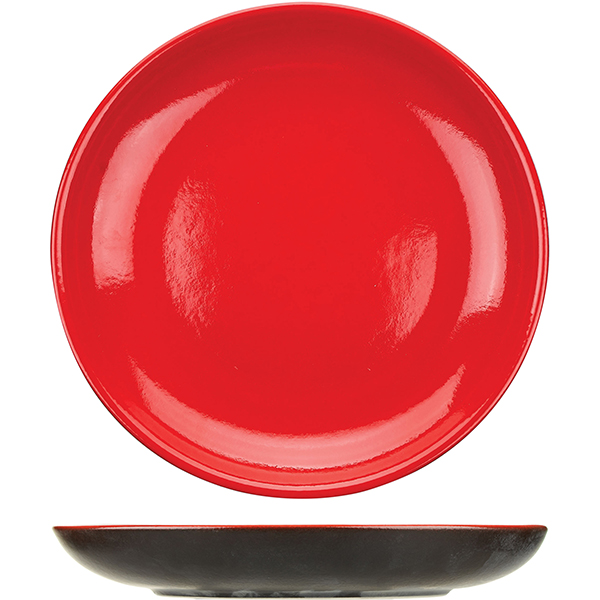 Тарелка плоская без полей «Кармин»;  керамика;  D=25см;  красный,черный