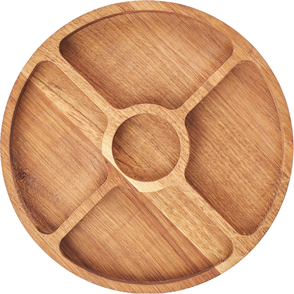 Менажница деревянная круглая 5 секций;  дуб;  D=250,H=25мм