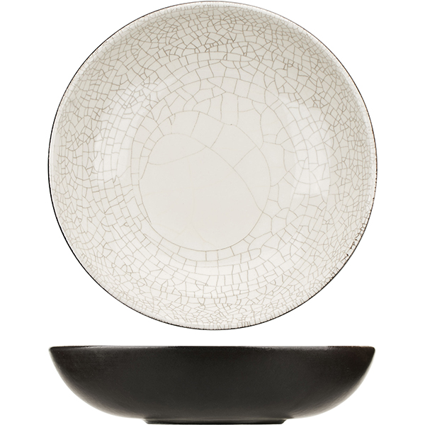 Тарелка глубокая «День и ночь»;  керамика;  0,6л;  D=21,H=5см;  белый, черный