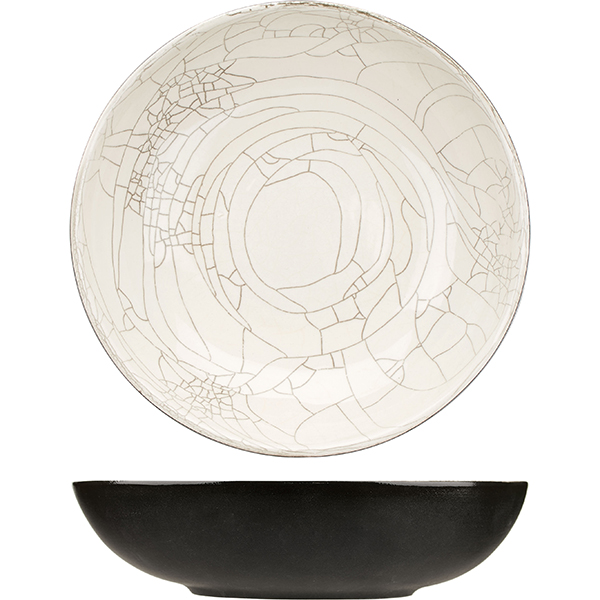 Тарелка глубокая «День и ночь»;  керамика;  D=27,H=7см;  белый,черный