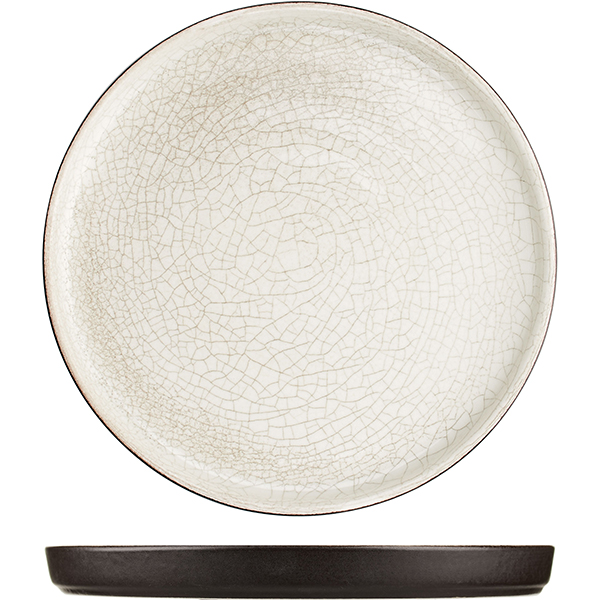 Тарелка с бортом «День и ночь»;  керамика;  D=26,H=3см;  белый,черный