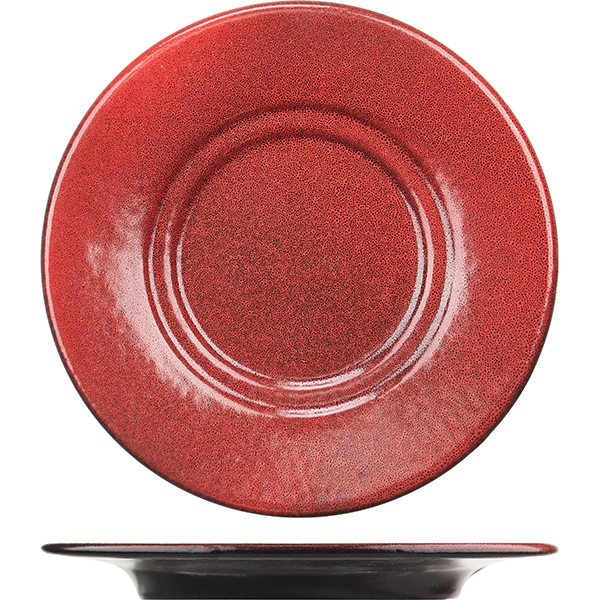 Блюдце универсальное «Млечный путь красный»;  фарфор;  D=15,5см;  красный,черный