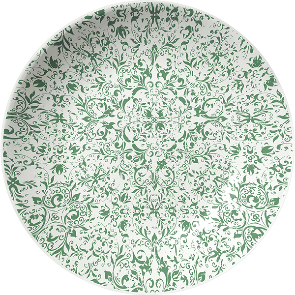 Салатник «Инк»; фарфор; 1л; D=255,H=35мм; зеленый ,белый
